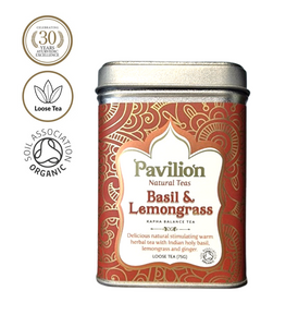 ORGANIC KAPHA BALANCE-BASIL AND LEMONGRASS LOOSE TEA-75G PREMIUM TIN