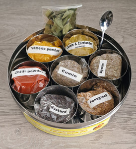 AYURVEDIC COOKERY SPICE BOX-Stainless steel with 8 individual spices